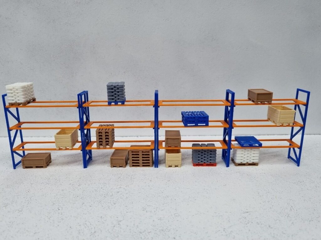 thumbnail interactive-video image 1 of CB Models 1:50 Scale Pallet Racking - Plastic Warehouse Diorama Scenery, UK Made, 2022 1 of 5