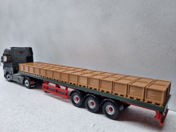 1/50 Scale Large Crate Flatbed Truck Load in brown