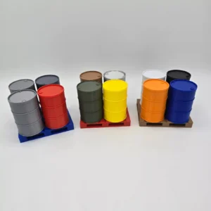 Oil Barrels/Drums on Pallets with Removeable Lids 1/14 Scale